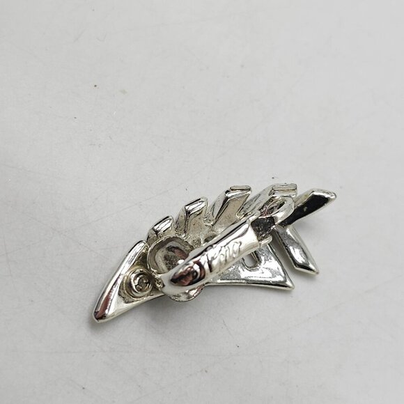 Silver Tone Coro Leaf Design Clip On Earrings Vintage - Picture 5 of 5